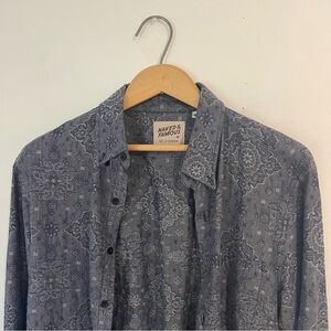 Naked & Famous Indigo Patterned Button-Up Shirt - Blue Gray